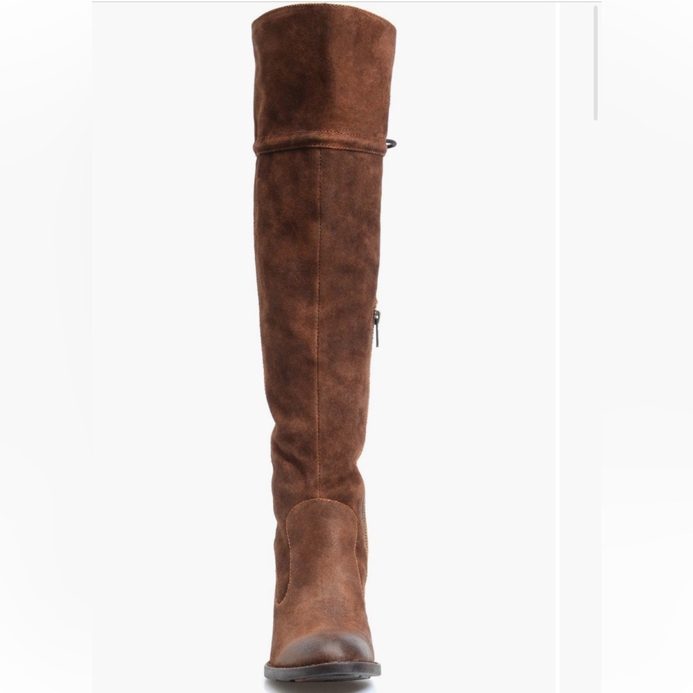 Born Gallinara Over the Knee Boots in Tobacco Distressed Suede- Size 7